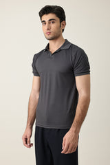 STRAIGHT CUT POLO SHIRT-GREY