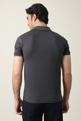 STRAIGHT CUT POLO SHIRT-GREY