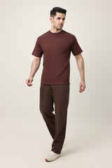 MEN SOLID HALF SLEEVE-COFFEE
