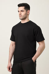 MEN SOLID HALF SLEEVE-BLACK