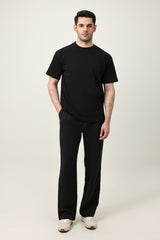 MEN SOLID HALF SLEEVE-BLACK