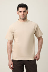 MEN SOLID HALF SLEEVE-BEIGE
