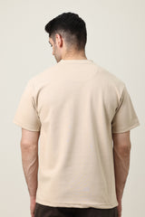 MEN SOLID HALF SLEEVE-BEIGE