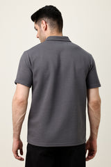 SMART CASUAL ZIP COLLAR T-SHIRT-GREY