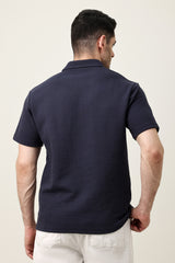 SMART CASUAL ZIP COLLAR T-SHIRT-NAVY