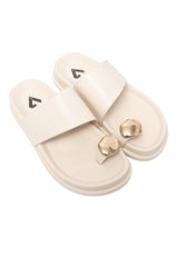 BOLD GOLD TOE LOOP SLIDE-BEIGE