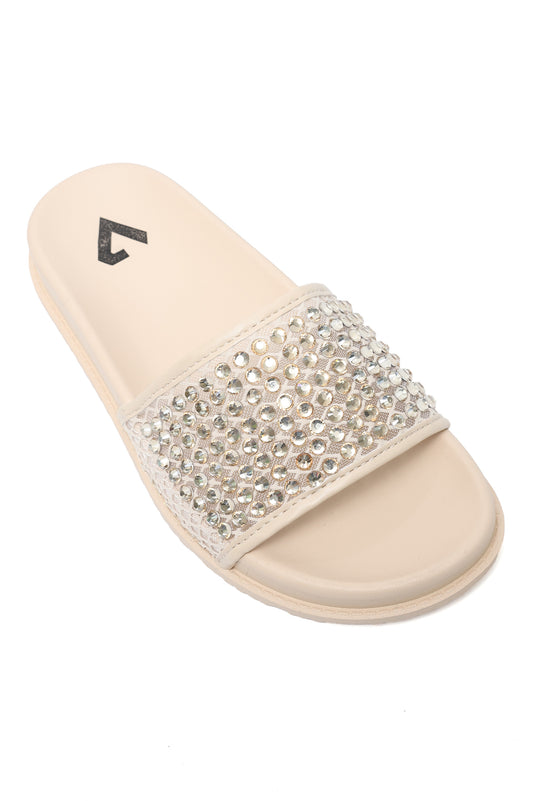 GLAM SHINE STRAP SLIDE-OFFWHITE