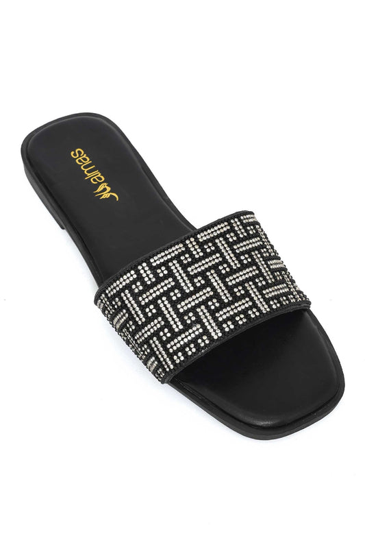 CRYSTAL GLIMMER SLIDE-BLACK