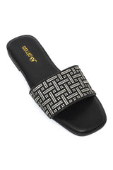 CRYSTAL GLIMMER SLIDE-BLACK