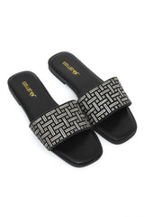CRYSTAL GLIMMER SLIDE-BLACK