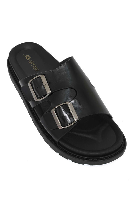 WALKLINER TWIN BUCKLE SANDAL-BLACK