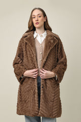 FUR EMBRACE COAT-BROWN
