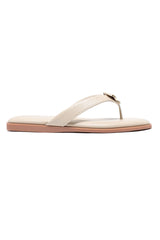 MEDALLION FLAT SLIDES-BEIGE