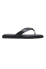 MEDALLION FLAT SLIDES-BLACK