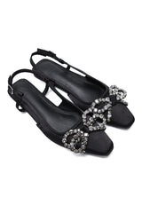 RADIANCE CRYSTAL LOW HEELS-BLACK