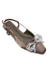 RADIANCE CRYSTAL LOW HEELS-OLIVE