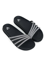 DIAMANTE STRAP FLATS-BLACK