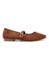 SQUARE TOE BALLERINA-CAMEL