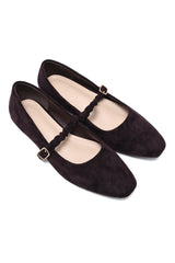 SQUARE TOE BALLERINA-COFFEE