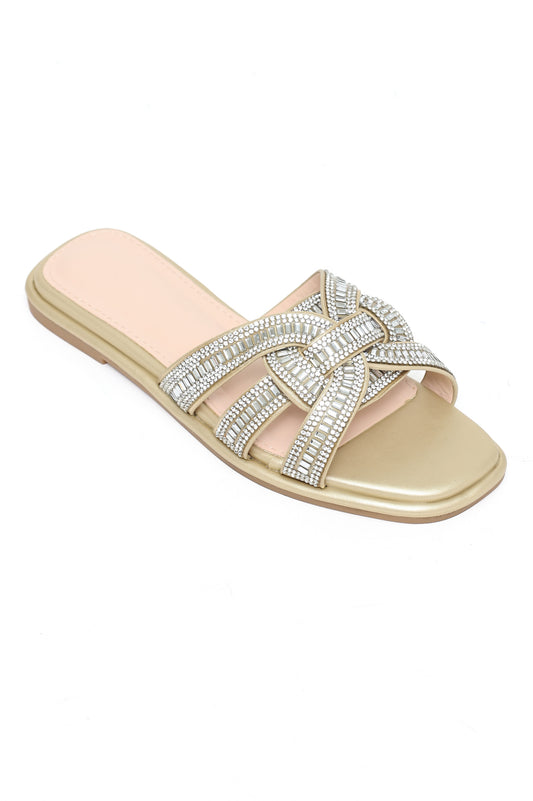 BRAID CHIC WOMEN'S FLATS-GOLD