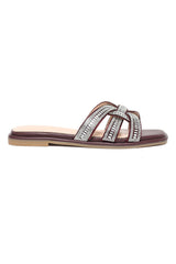 BRAID CHIC WOMEN'S FLATS-WINE
