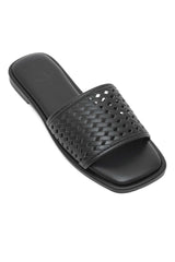 WHISPER KNIT FLAT SLIDE-BLACK