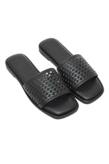 WHISPER KNIT FLAT SLIDE-BLACK