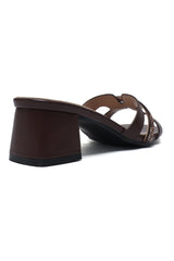 STRASS SLIDE HEEL-COFFEE