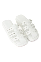 NOIR STUDDED CAGED SLIDE-WHITE