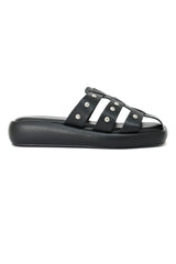 NOIR STUDDED CAGED SLIDE-BLACK