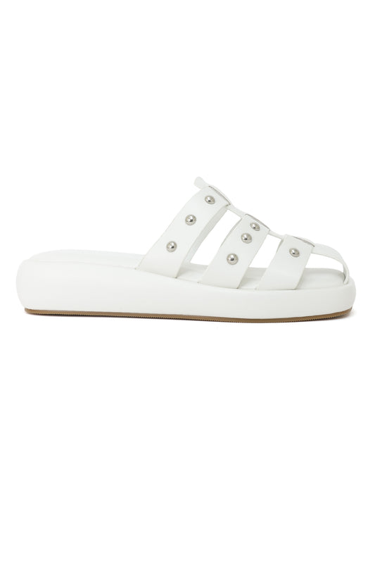 NOIR STUDDED CAGED SLIDE-WHITE