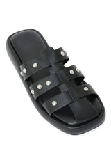 NOIR STUDDED CAGED SLIDE-BLACK