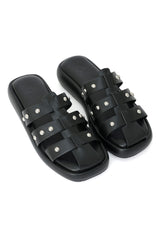 NOIR STUDDED CAGED SLIDE-BLACK