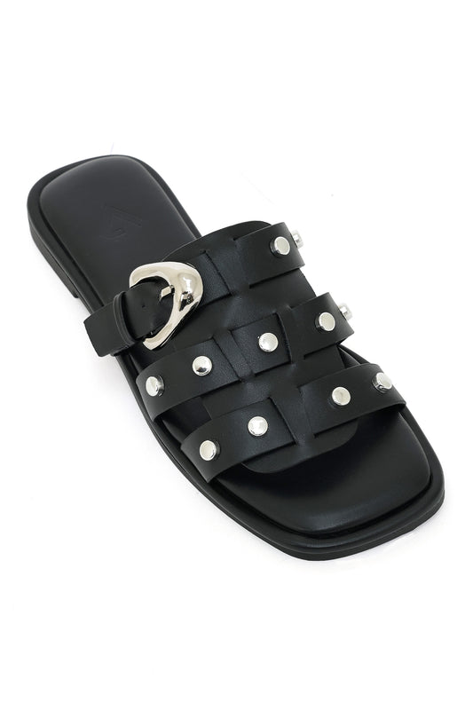 RIVETED CAGE FLAT SLIDE-BLACK
