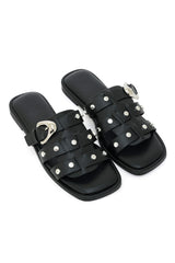 RIVETED CAGE FLAT SLIDE-BLACK