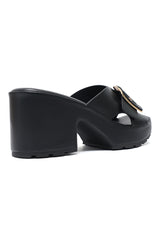 CHUNKY PLATFORM BUCKLE HEEL-BLACK