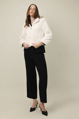 ZIPPER FUR SHORT JACKET-OFFWHITE