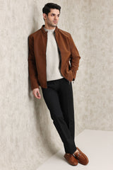 REFINED LAYERING JACKET-BROWN