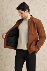 REFINED LAYERING JACKET-BROWN