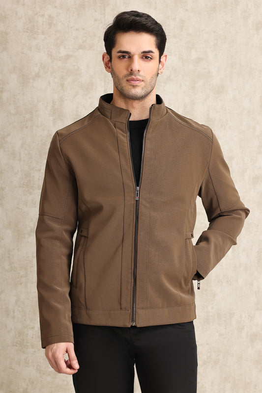 REFINED LAYERING JACKET-COFFEE