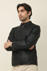 ARMOUR MANDARIN ZIP-UP JACKET-BLACK