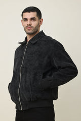 CLASSIC BROWN SUEDE JACKET-BLACK