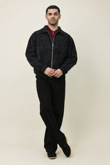 CLASSIC BROWN SUEDE JACKET-BLACK