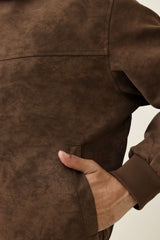 CLASSIC BROWN SUEDE JACKET-COFFEE