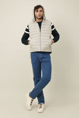 QUILTED CORD VEST JACKET-OFFWHITE