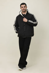 STRIPE EDGE PUFFER JACKET-BLACK