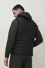 SLEEVELESS HOODED VEST-BLACK
