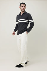 LEGACY RIBBED CREW SWEATER-GREY