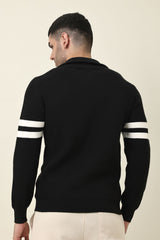 LEGACY RIBBED CREW SWEATER-BLACK