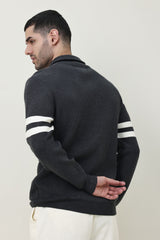 LEGACY RIBBED CREW SWEATER-GREY